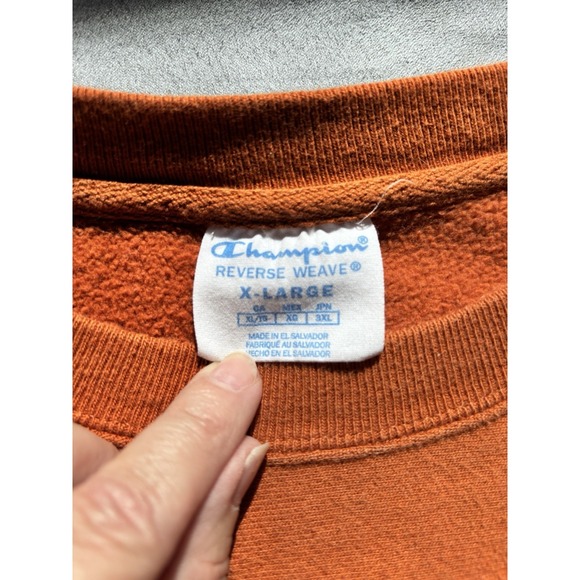 Champion Mens Y2K Texas Longhorns Reverse Weave Sweatshirt XL Distressed Orange - Picture 3 of 10